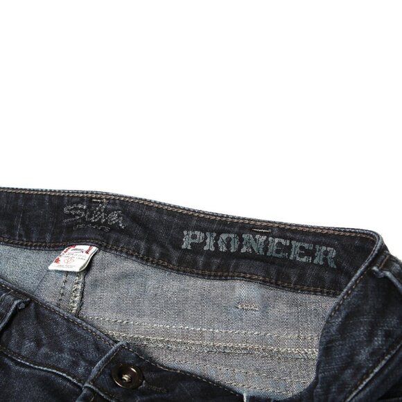 Silver Pioneer Bootcut Flare Jeans Stretch Low-Mid Rise Dark Wash Denim Indigo - Picture 9 of 10